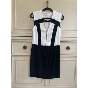 Sandro Black And White Full Zip Knee Length Sleeveless Dress Size 1‎ Small